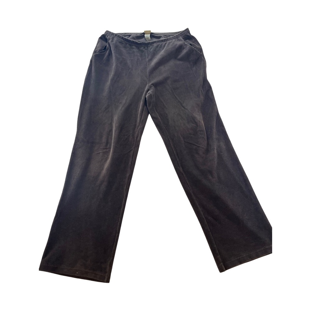 LL Bean‎ Womens XL Tall Corduroy Pants Brown Elastic Waist Straight Leg Stretch